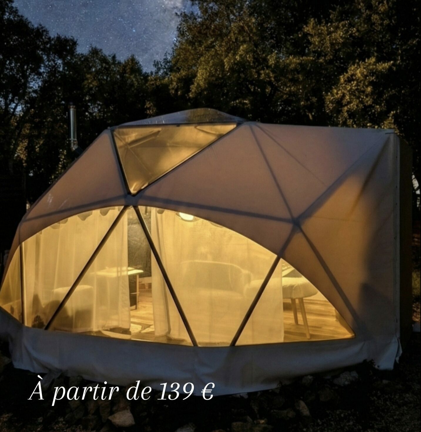 Dôme luxe Élégance avec spa privé sous les étoiles